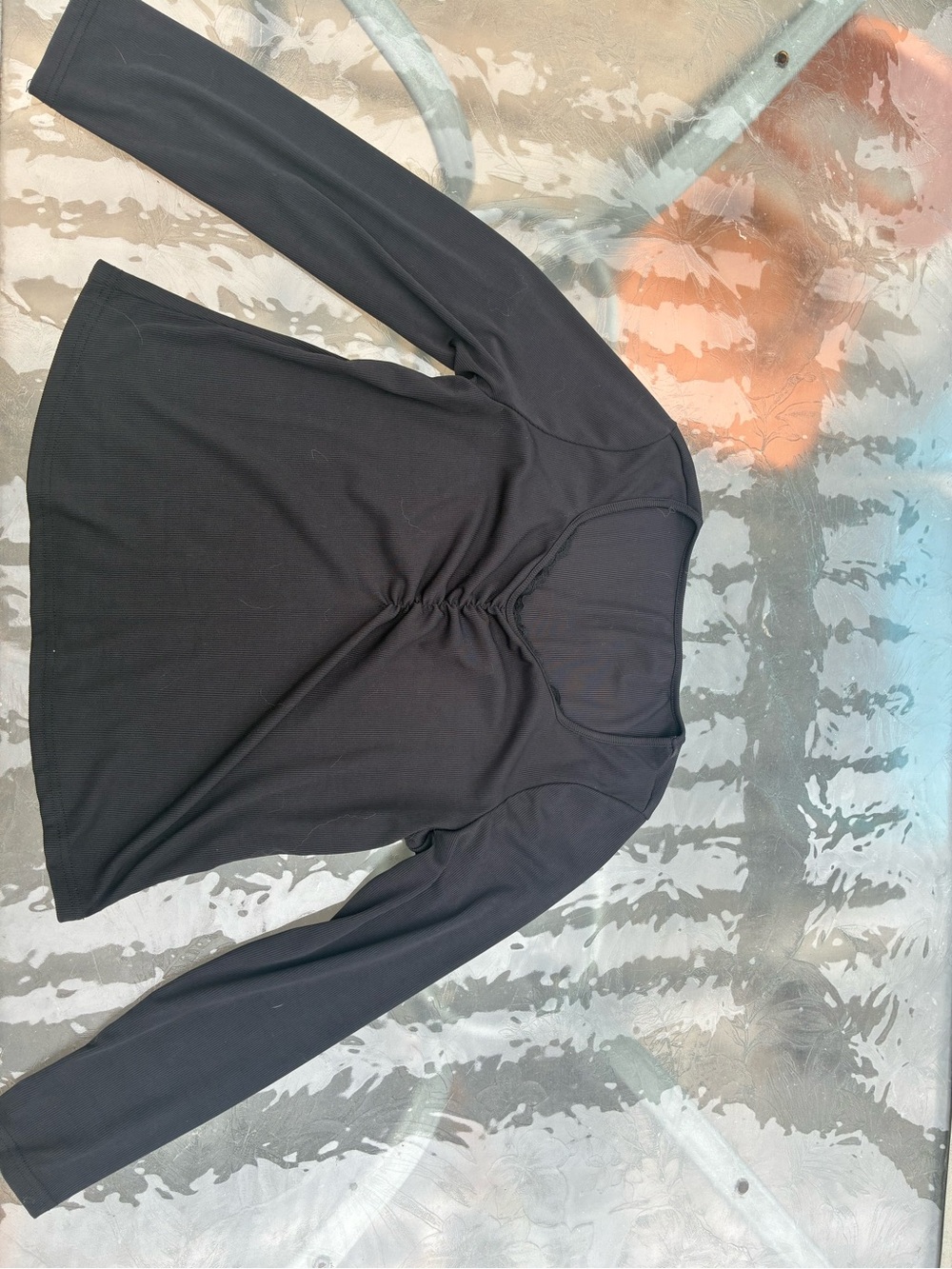 Old Navy Black Long Sleeve Ruched Front Top